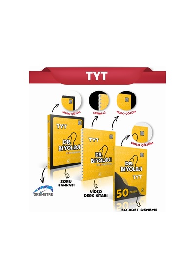 Dr.biyoloji Tyt Soru Bankası+tyt Video Ders Kitabı+tyt 50 Deneme 3'lü Set