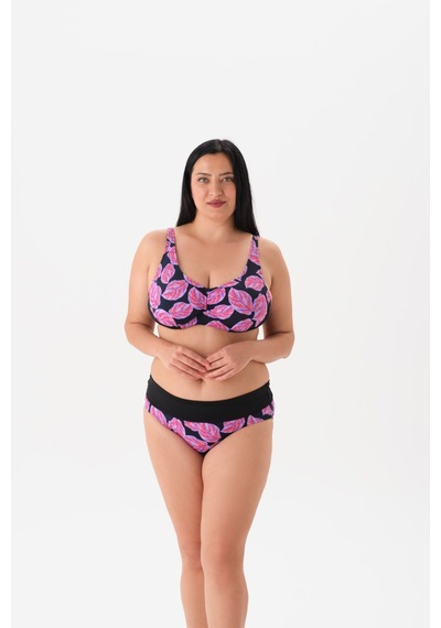 Büyük Beden Balenli Toparlayıcı Bikini Takım Mor