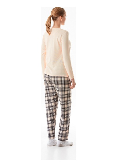 Fullamoda The Good Yazı Baskılı Bisiklet Yaka 2 Li Pijama Takımı 24mıcg631216530-bej Bej