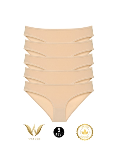 Wcreas Kadın Bikini Külot, Normal Bel Pamuklu Yumuşak Kumaş Slip Külot Ten