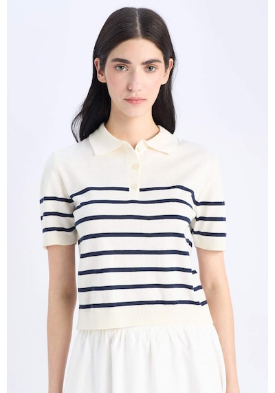 DeFacto Regular Fit Polo Yaka Çizgili Kısa Kollu Triko Tişört	 C4402AX25SPER105