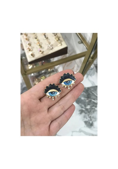 Göz Model Taşlı Küpe Çok Renkli