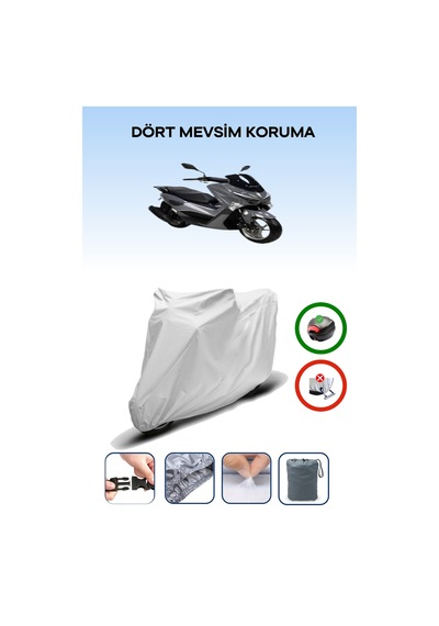 Gri Arka Çanta Uyumlu Revolt Rsx5 Uyumlu Motosiklet Brandası Motor Örtüsü