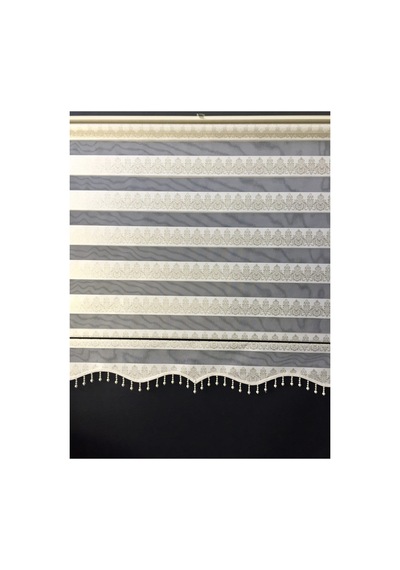 Sim Detaylı Boncuklu Osmanlı Desen Zebra Stor Perde Krem Renktir Krem - 97205366 Krem