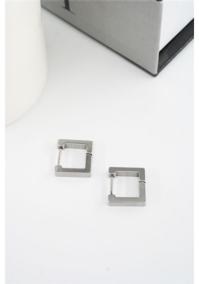 Kadın 316 L Paslanmaz Çelik 1.5 Cm Kare Küpe - Gümüş