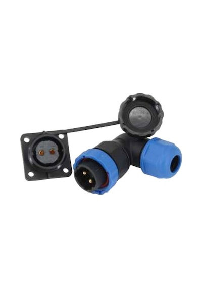 SD28 SU GEÇİRMEZ 2 PİN 28 MM YUVARLAK KONNEKTÖR (90° DİRSEK)