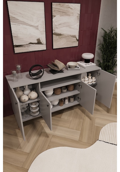 Asra Trend Lüks Konsol Tv Ünitesi %100 Mdf Salon Ve Yemek Odası Ünitesi Knsl02 Kül Gri