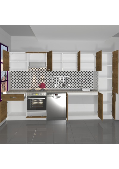 Decoraktiv Elite 325 Ankastre Fırın Modüllü Mdf Hazır Mutfak Dolabı - Tezgah Dahil - Naturel Pera Meşe Decoraktiv Elite 325 Ankastre Fırın Modüllü Mdf Hazır Mutfak Dolabı - Tezgah Dahil - Naturel Pera Meşe