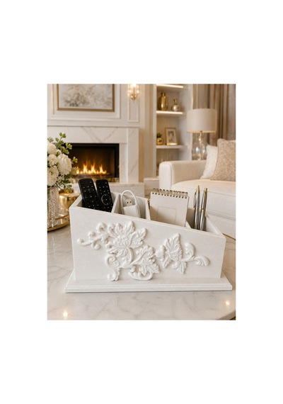 Kumandalık Düzenleyici 25cm 13cm 13cm Orta Sehpa Dekoru Ev Dekorasyon Ürünleri Bej - 909307127