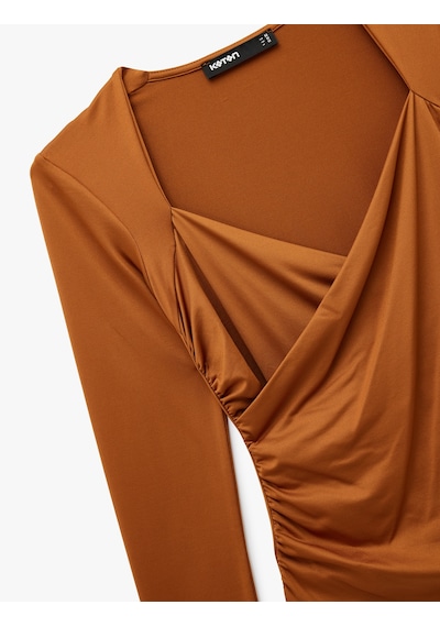 Koton Uzun Kollu Slim Fit Kruvaze V Yaka Saten Bluz Kiremit 6wak50356ek Terracotta Koton Uzun Kollu Slim Fit Kruvaze V Yaka Saten Bluz Kiremit 6wak50356ek Terracotta