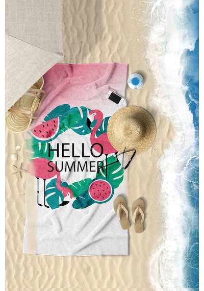 Hello Summer Dijital Baskılı 70X150 CM Plaj Havlusu
