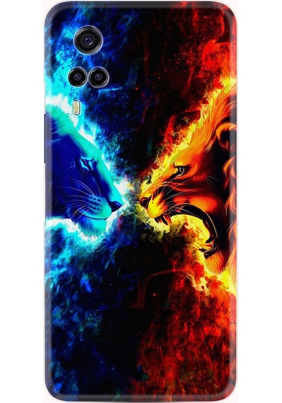 Vivo Y53S Kılıf Silikon Desen Red Blue Leon 1714