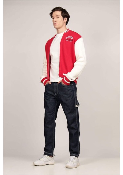 Erkek Tjm Baseball Hırka - Kırmızı Red Hot