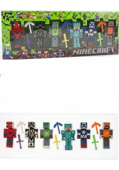 Spidermanli Minecraft 6 Karakter 6 Aksesuar 12 Parça Çocuk Figür Oyun Seti