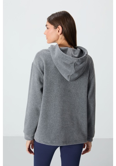Tommy Life Gri Melanj Kalın Yumuşak Dokulu Kapüşonlu Oversize Nakışlı Polar Kadın Sweatshirt - 97292 Gri Melanj Tommy Life Gri Melanj Kalın Yumuşak Dokulu Kapüşonlu Oversize Nakışlı Polar Kadın Sweatshirt - 97292 Gri Melanj