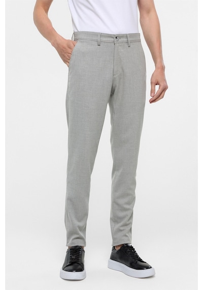 Süvari Gri Slim Fit Desenli Kumaş Pantolon-38293 Gri