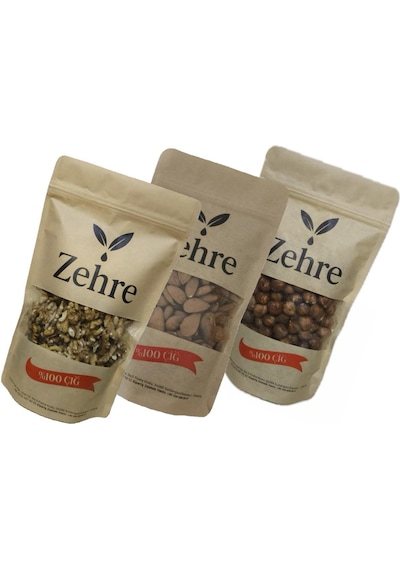 Zehre 3'lü Avantaj Paketi 250 Gr Çiğ Badem İçi + 250 Gr Çiğ Fındık İçi + 250 Gr Ceviz İçi 750 G