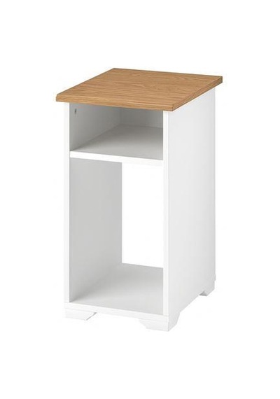 Bölmeli Yan Sehpa MeridyenDukkan Beyaz Renk 40x32 cm Meşe Görünüm-Açık Raf Sistemi