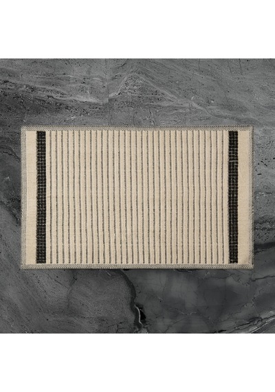 Soft Linya 2'li Banyo Paspası - Ekru - 60x100 Cm + 50x60 Cm Renkli