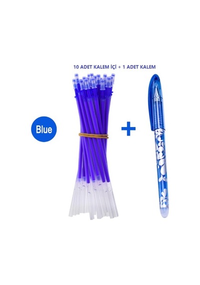 Isı Ile Uçan Silinebilen Refill Kalem Içi ve Kalem Mavi 11 Adet