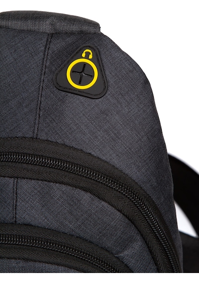 Newish Polo Keten Kumaş Usb Kulaklık Çıkışlı Fermuarlı Göğüs Ve Omuz Çantası New122 - Siyah - Mavi
