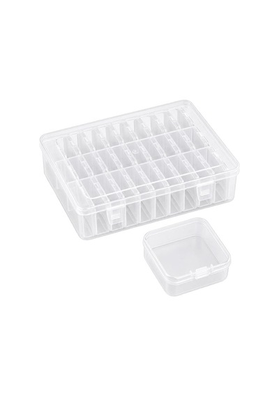 24'lü Plastik Şeffaf Saklama Kutusu 24 Küçük + 1 Büyük Kutulu Set Beyaz