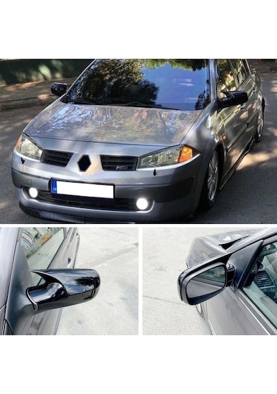 Ebal Otomotiv Renault Megane 2 2002-2009 Batman Yarasa Ayna Kapağı  Piano Black