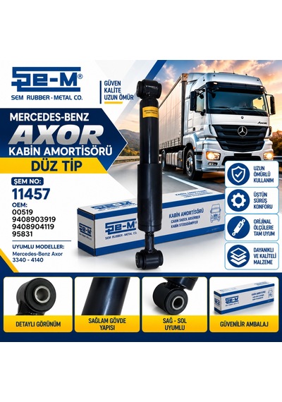Mercedes Axor 3340 4140 Düz Kabin Amortisörü Şem 11457 A9408903919