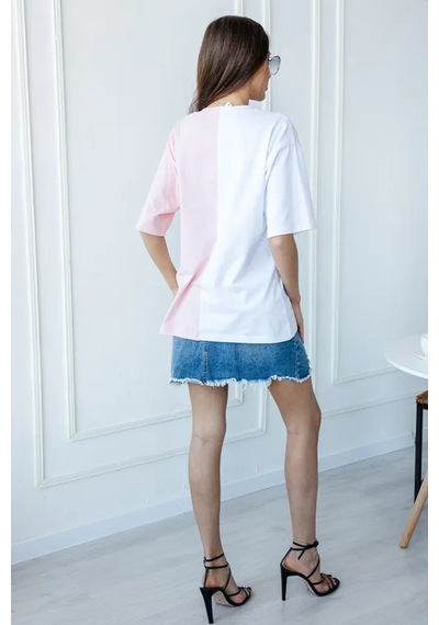 Unisex Forget Live Baskılı Oversize Tshirt Pembe