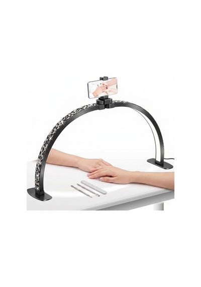Trled F-550a Zebra Elmas Desenli 55cm Katlanabilir Yarım Ay Protez Tırnak Ve Güzellik Uzmanı Masa Lambası Diğer