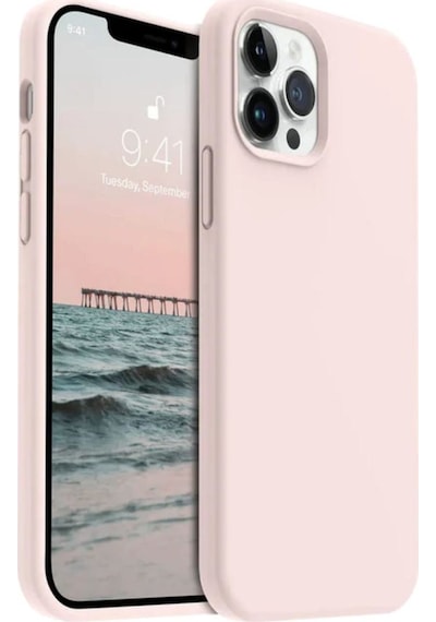 Apple Uyumlu iPhone 12 Pro Max  Silikon Kılıf - Pastel Renk Tonu Esnek Tam Koruma Kapak - Pudra Pembe