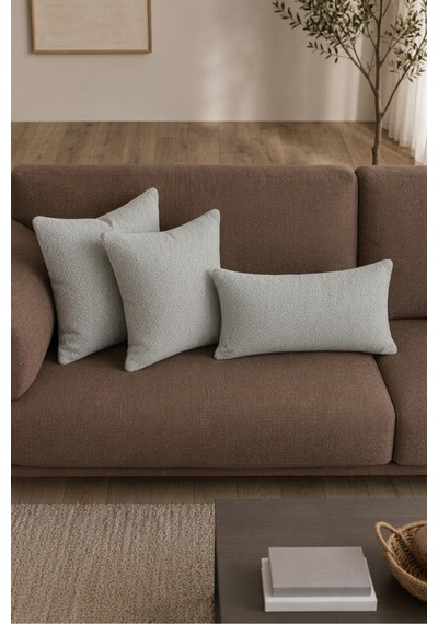 Chevron Bohem Dekoratif Punch Yastık Kırlent Kılıfı Açık Gri 45 x 45