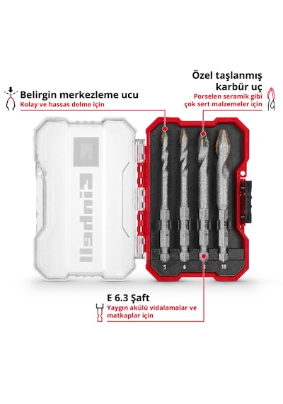 Einhell XS-CASE 4 Parça Seramik Ucu Seti - 49051404