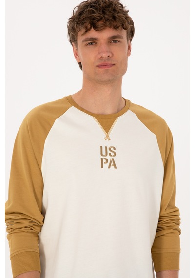 U.S. Polo Assn. Erkek Bisiklet Yaka Regular Fit Haki İnce Sweatshirt 50315420-VR151