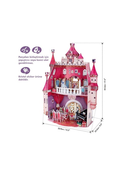 E1622H Cubic Fun. Prenses Doğum Günü Şatosu 95 Parça. 3D - 3 Boyu