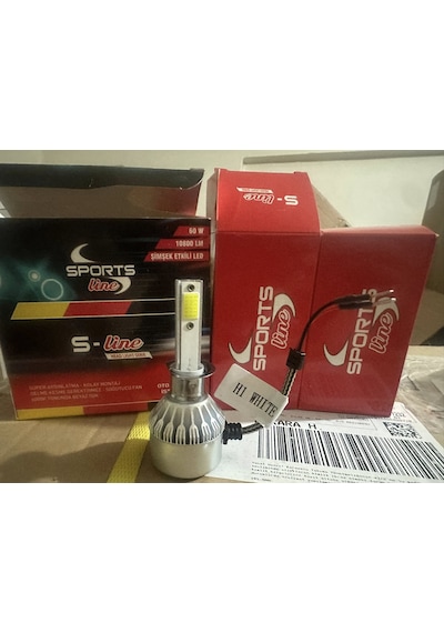 H1 Led Xenon Beyaz Far Ampulü 60w 10800lm 6000k Şimşek Etkili S-line Çiftli Set