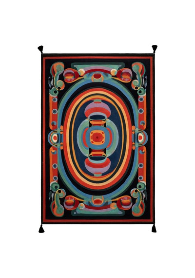 Artevo 21 Renkli Art Deko Desen Geometrik Soyut Siyah Halı İnce Halı Oturma Odası Salon Halısı Renkli P