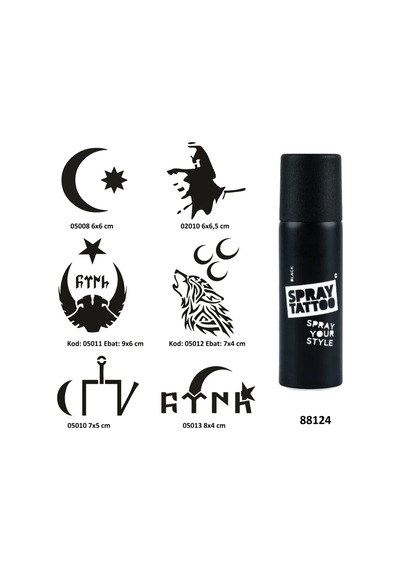 Milli Semboller Spray Tattoo Geçici Dövme Yapma Seti Dark Siyah