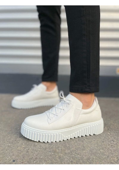 Jy502 Bold Bağcıklı Cilt Erkek Günlük Sneaker Ayakkabı Cbt - Beyaz Beyaz