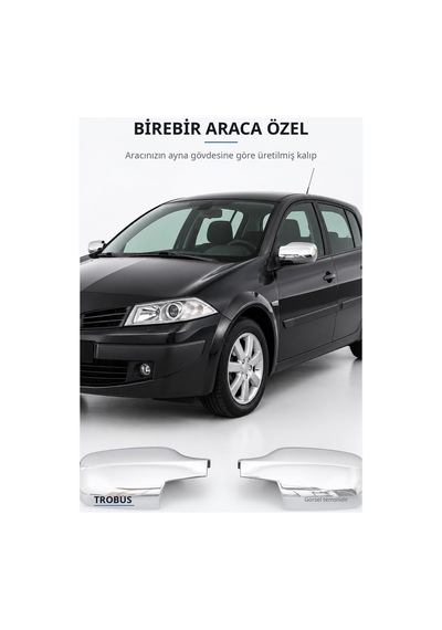 Renault Megane 2 2004-2010 Uyumlu Krom Ayna Kapağı 2 Parça Abs Krom