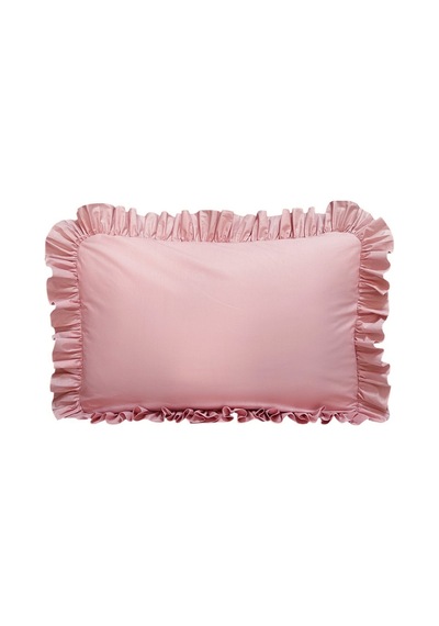 Fırfırlı Yastık Kılıfı Tek Kişilik 50x70 Cm 1 Adet %100 Doğal Pamuk 18 Farklı Renk Seçeneği Pudra Pembe