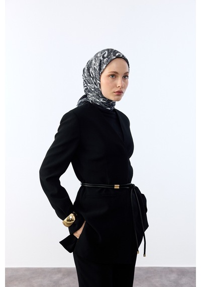 Mirsoy Scarf Lavin Desen Eşarp Siyah