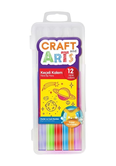 Craft And Arts 12 Renk Keçeli Kalem Seti - Plastik Kutulu