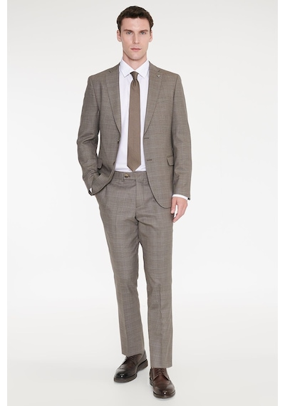 Ac&Co / Altınyıldız Classics Erkek Bej Yünlü Slim Fit Dar Kesim Mono Yaka Kapak Cepli Desenli Esnek Takım Elbise Ac&Co / Altınyıldız Classics Erkek Bej Yünlü Slim Fit Dar Kesim Mono Yaka Kapak Cepli Desenli Esnek Takım Elbise
