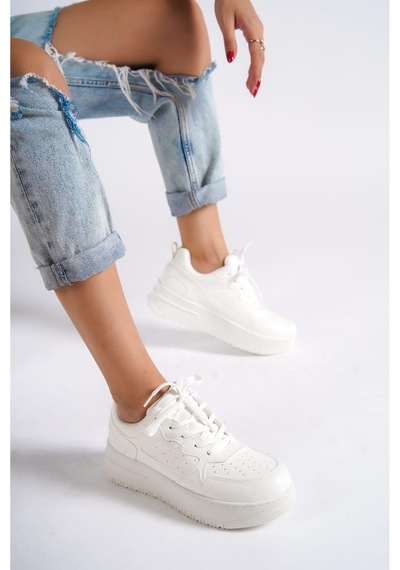 Mubiano Mbnk160-bb Kadın Kalın Taban Beyaz/beyaz Sneaker & Spor Ayakkabı Beyaz/beyaz