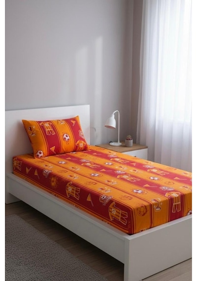Üntaş Serenat Taraftar Tek Kişilik Lastikli Çarşaf + Yastik Kılıfı Sarı - Kırmızı
