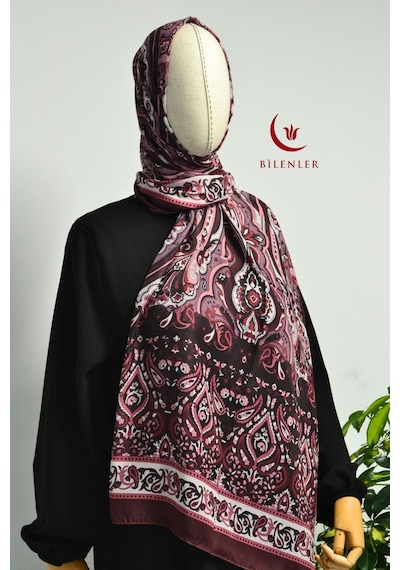 Bilenler Etnik Desenli Pamuklu Şal 70x190 Cm Bordo