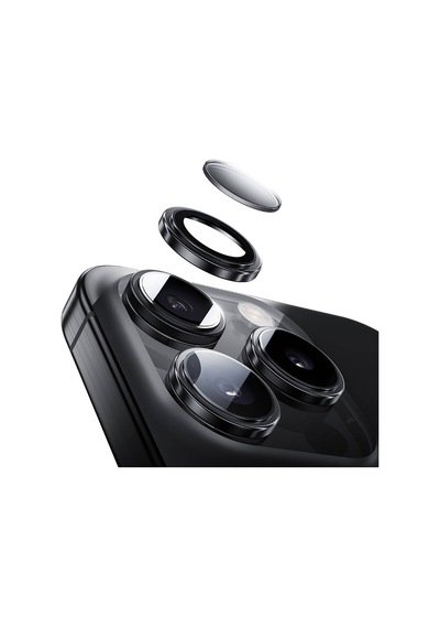 Apple Uyumlu   iPhone 16 Pro Benks Metal Kamera Lens Koruyucu Parlama Önleyici Glass Warrior Siyah