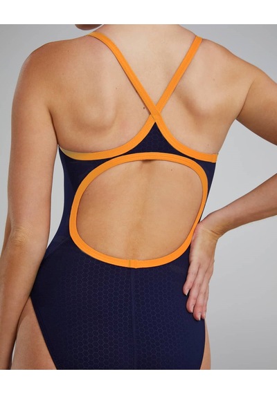 Tyr Durafast Elite Diamondfit Kadın Yüzücü Mayo - Hexa Turuncu - Lacivert