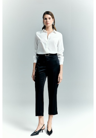 Lisa Saten Duble Paça Pantolon - Siyah-137242 siyah